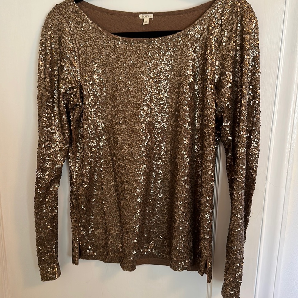 J crew gold sequin l/s top size small